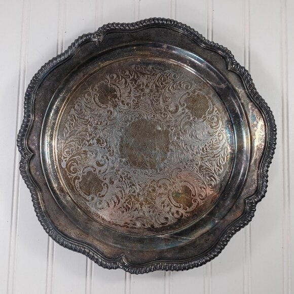 Vtg Silverplate Serving Trays Platters Tree of Life Round WS Blackinton LOT OF 3 - Picture 12 of 16
